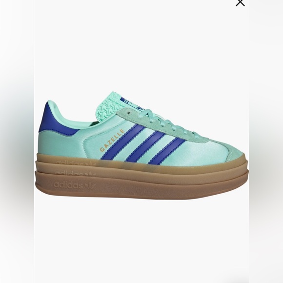 Adidas Women's Gazelle Platform Sneakers - Mint and Blue - Picture 4 of 8